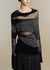 Dam Turtleneck Tröja med Tyll Patchwork 2