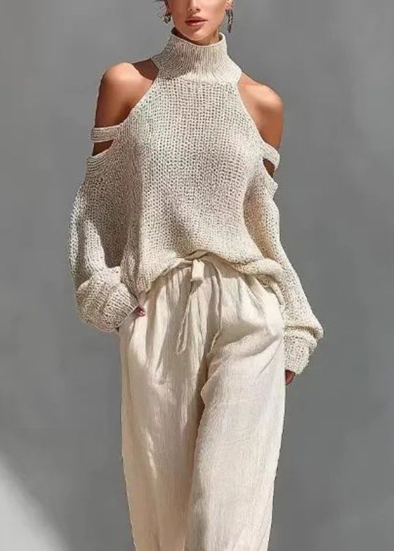 Dam Tvådelat Set Turtleneck och Vida Byxor Bohemisk Stil 4