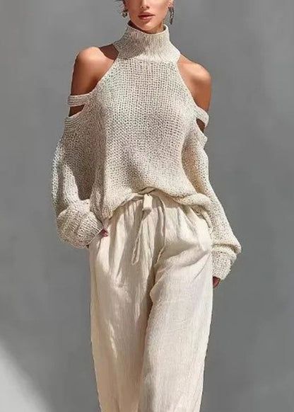 Dam Tvådelat Set Turtleneck och Vida Byxor Bohemisk Stil 4