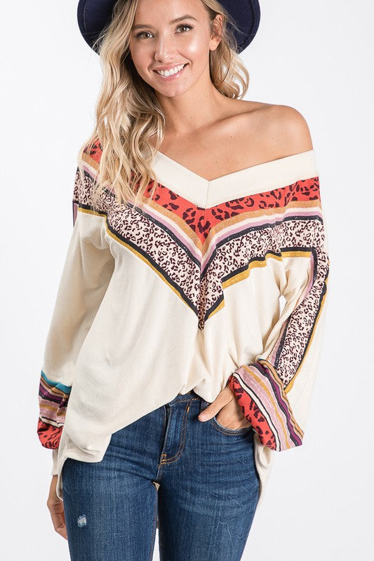 Dam V-ringad Blus med Biskopärmar Lätt Tyg 2