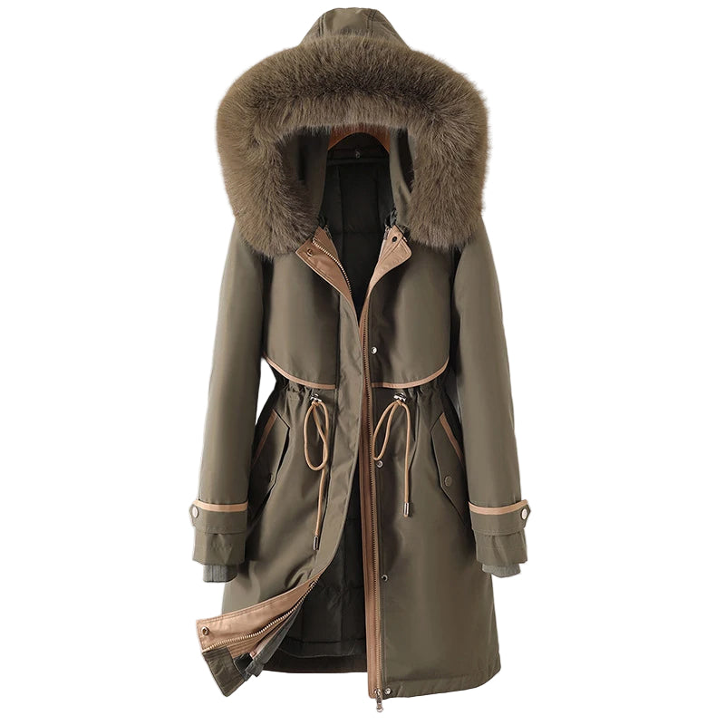 Dam Vinterjacka Med Huva Modern Design För Kalla Dagar 0