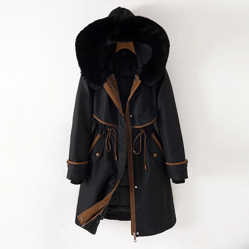 Dam Vinterjacka Med Huva Modern Design För Kalla Dagar 1