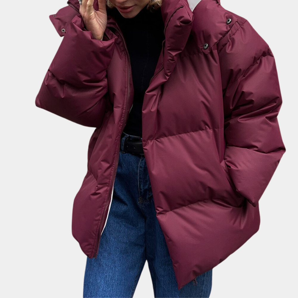 Dam Vinterjacka Puffer Modern Design Rymlig Passform 5