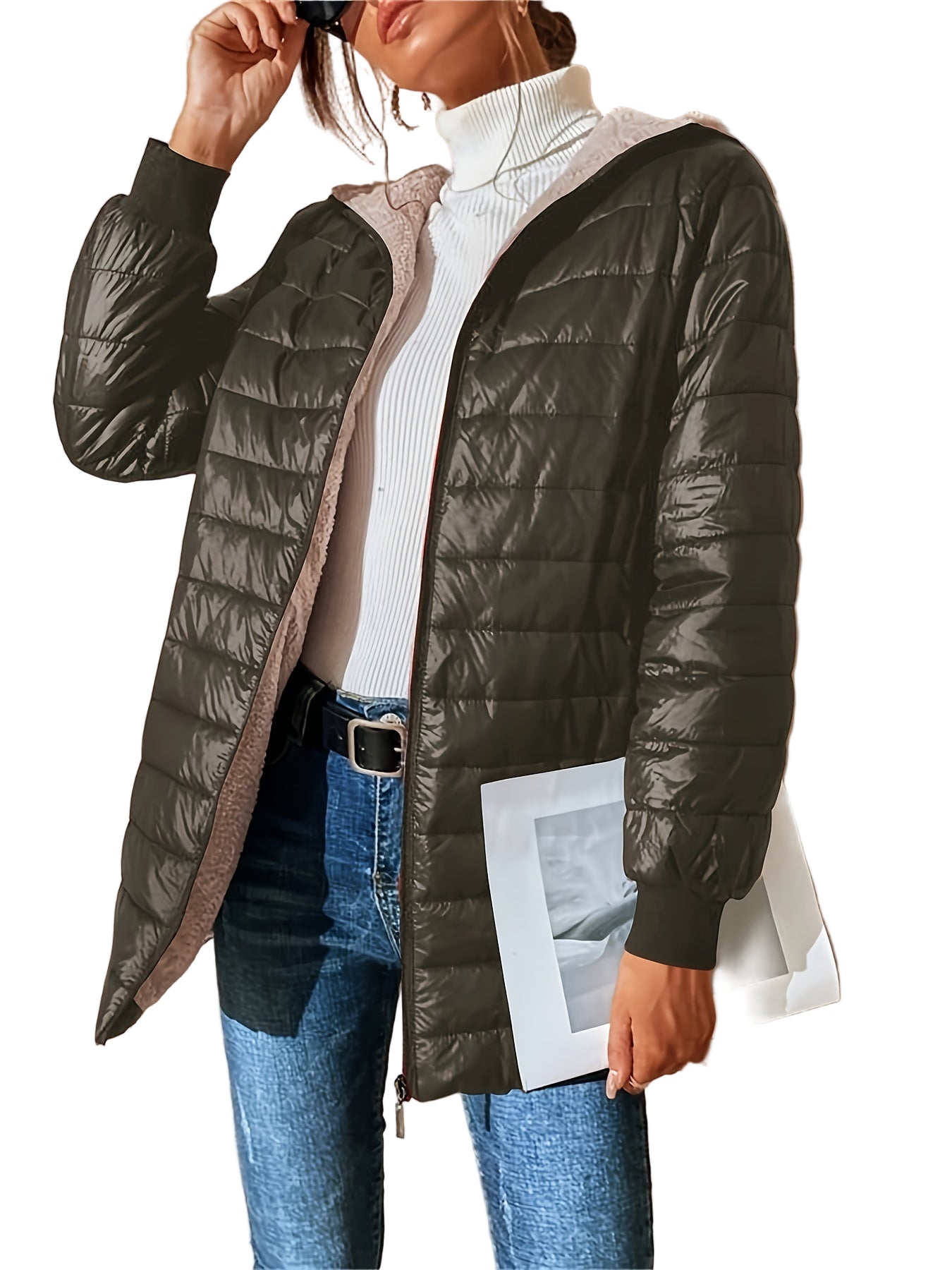 Dam Vinterjacka Vindtät Modern Design för Kalla Dagar 0