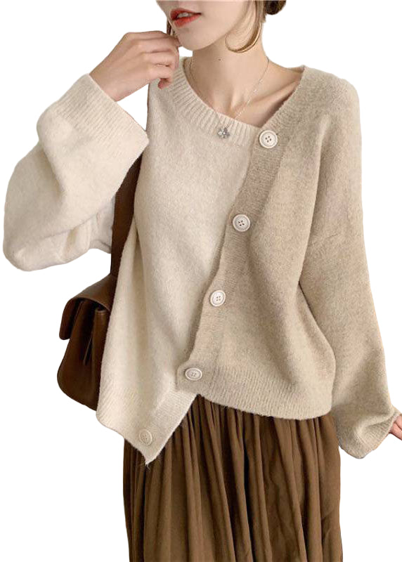 Dam Vintertröja Asymmetrisk Design med Knappdetaljer 0