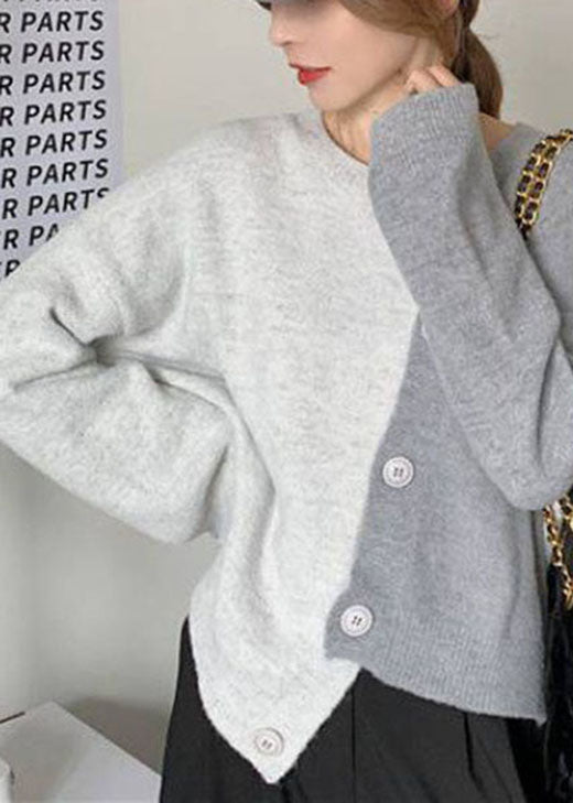Dam Vintertröja Asymmetrisk Design med Knappdetaljer 1