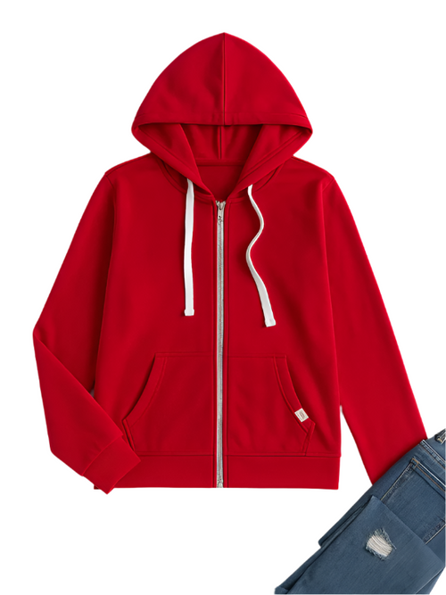 Dam Zip-Up Hoodie Avslappnad Design 0