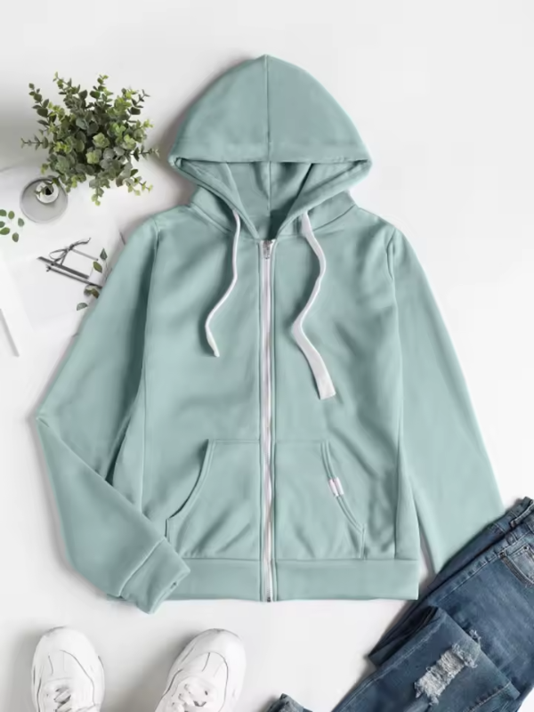 Dam Zip-Up Hoodie Avslappnad Design 1