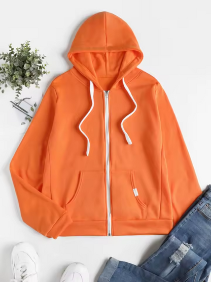 Dam Zip-Up Hoodie Avslappnad Design 3