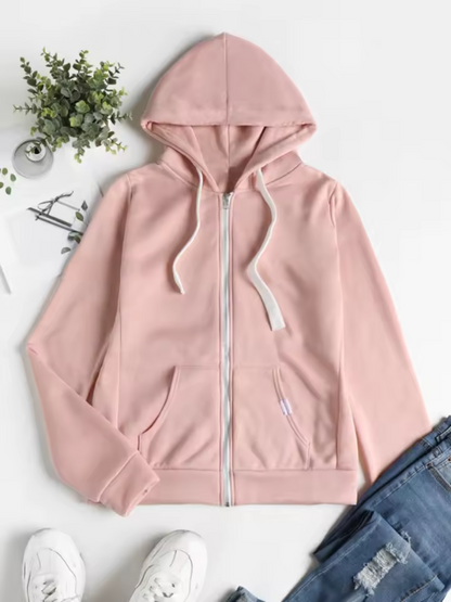 Dam Zip-Up Hoodie Avslappnad Design 4