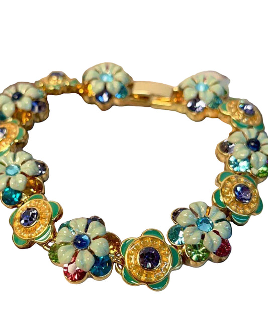Damarmband med blommönster och kedjedetaljer 0