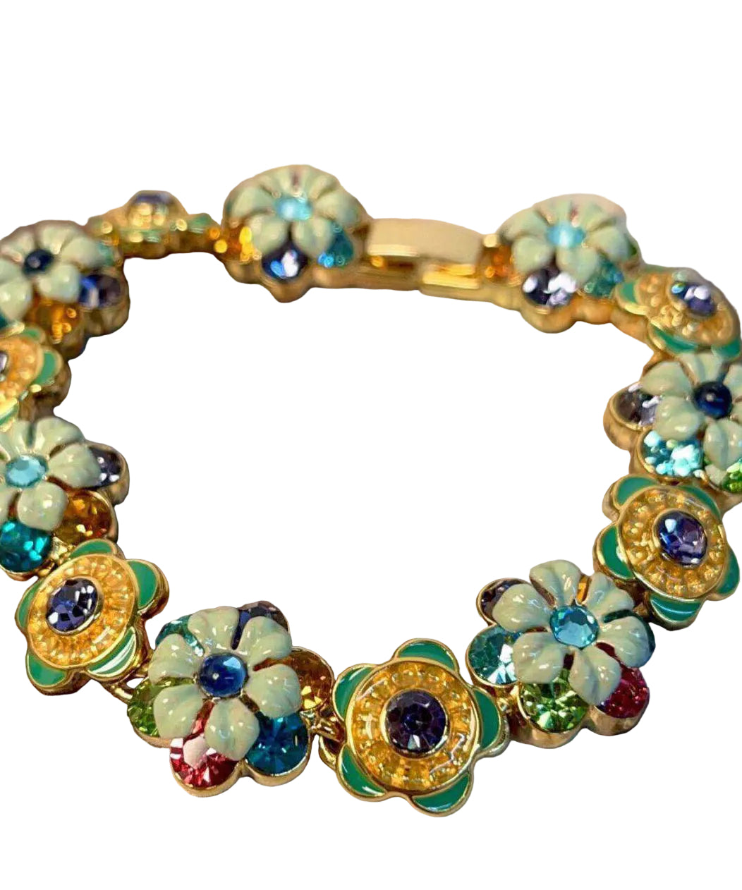 Damarmband med regnbågsmotiv och blomdetaljer 0