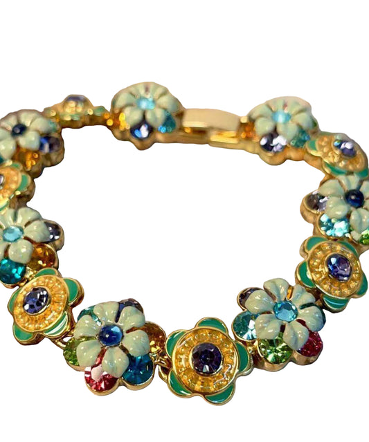 Damarmband med regnbågsmotiv och blomdetaljer 0
