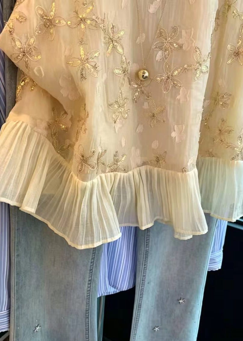 Damärmlös Skjorta med Paljetter och Patchworkstil 3