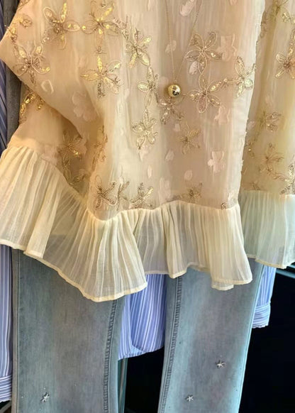 Damärmlös Skjorta med Paljetter och Patchworkstil 3