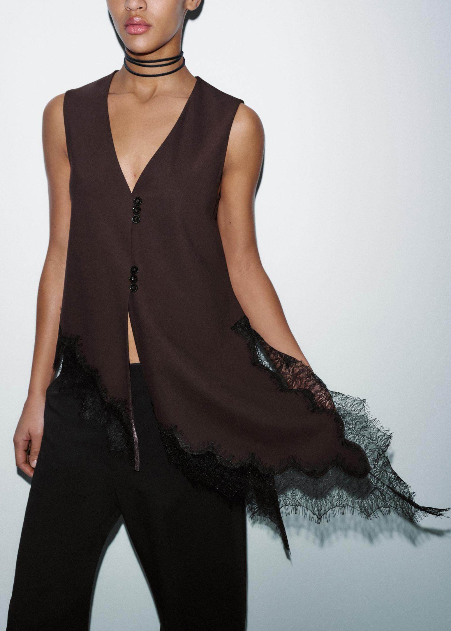 Damblus Ärmlös V-ringad Patchwork 2