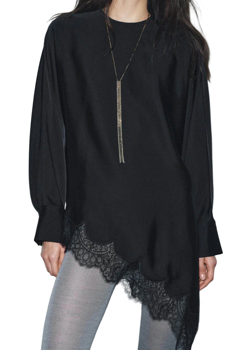 Damblus Långärmad O-hals Asymmetrisk Patchwork 0