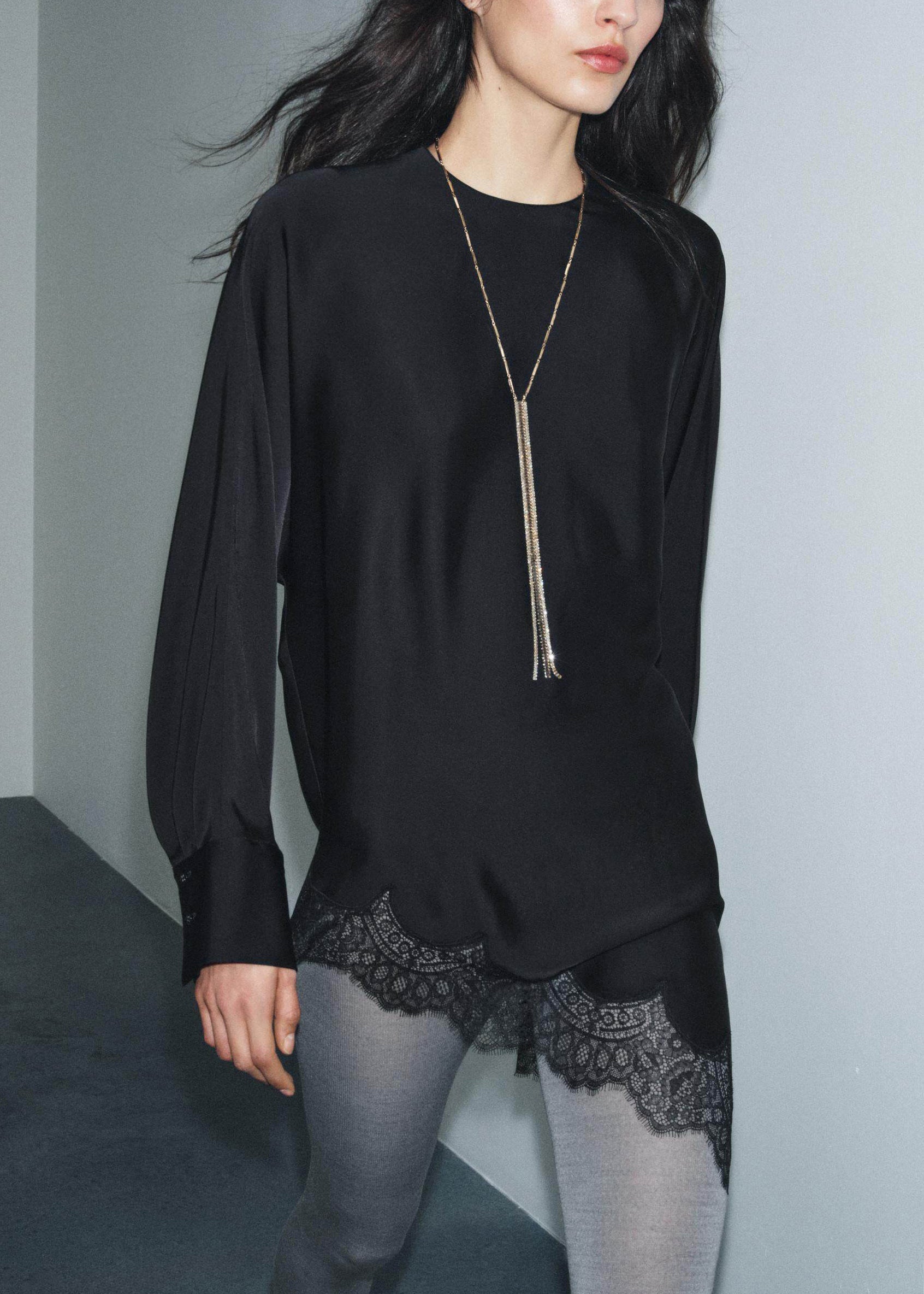 Damblus Långärmad O-hals Asymmetrisk Patchwork 2