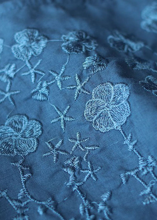 Damblus O-Hals Broderad i Bomull 3