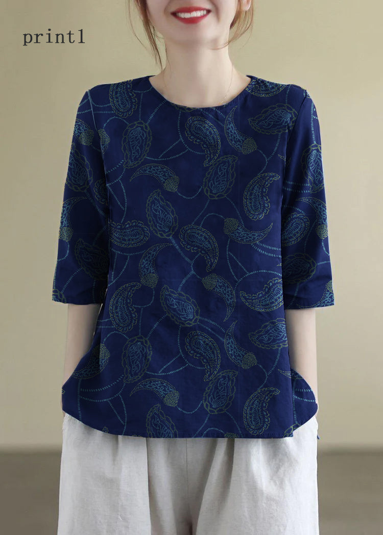 Damblus O-Hals Broderad i Bomull 4