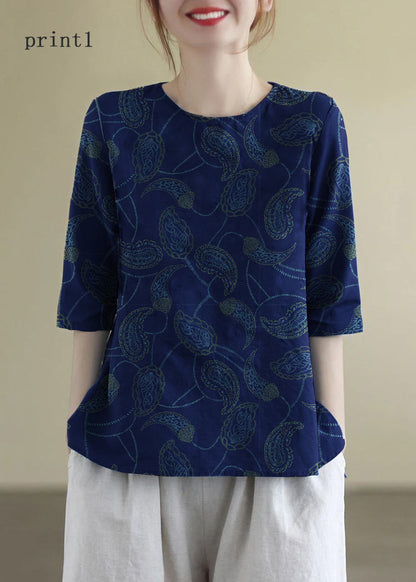 Damblus O-Hals Broderad i Bomull 4