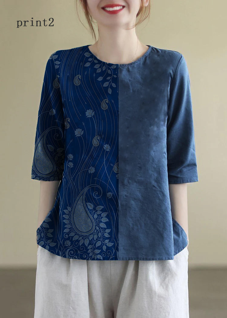 Damblus O-Hals Broderad i Bomull 5
