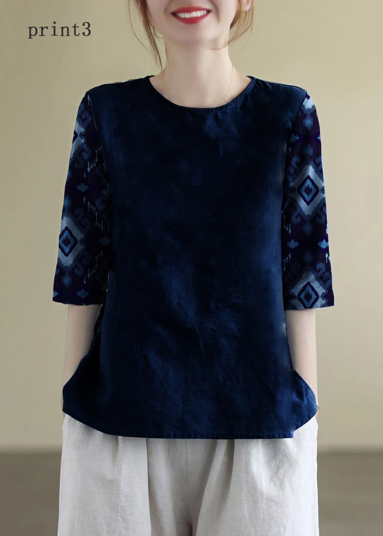 Damblus O-Hals Broderad i Bomull 6