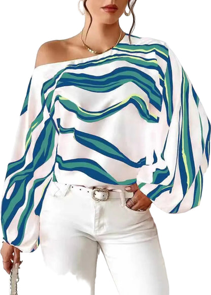 Damblus One Shoulder Långärmad Randig 0