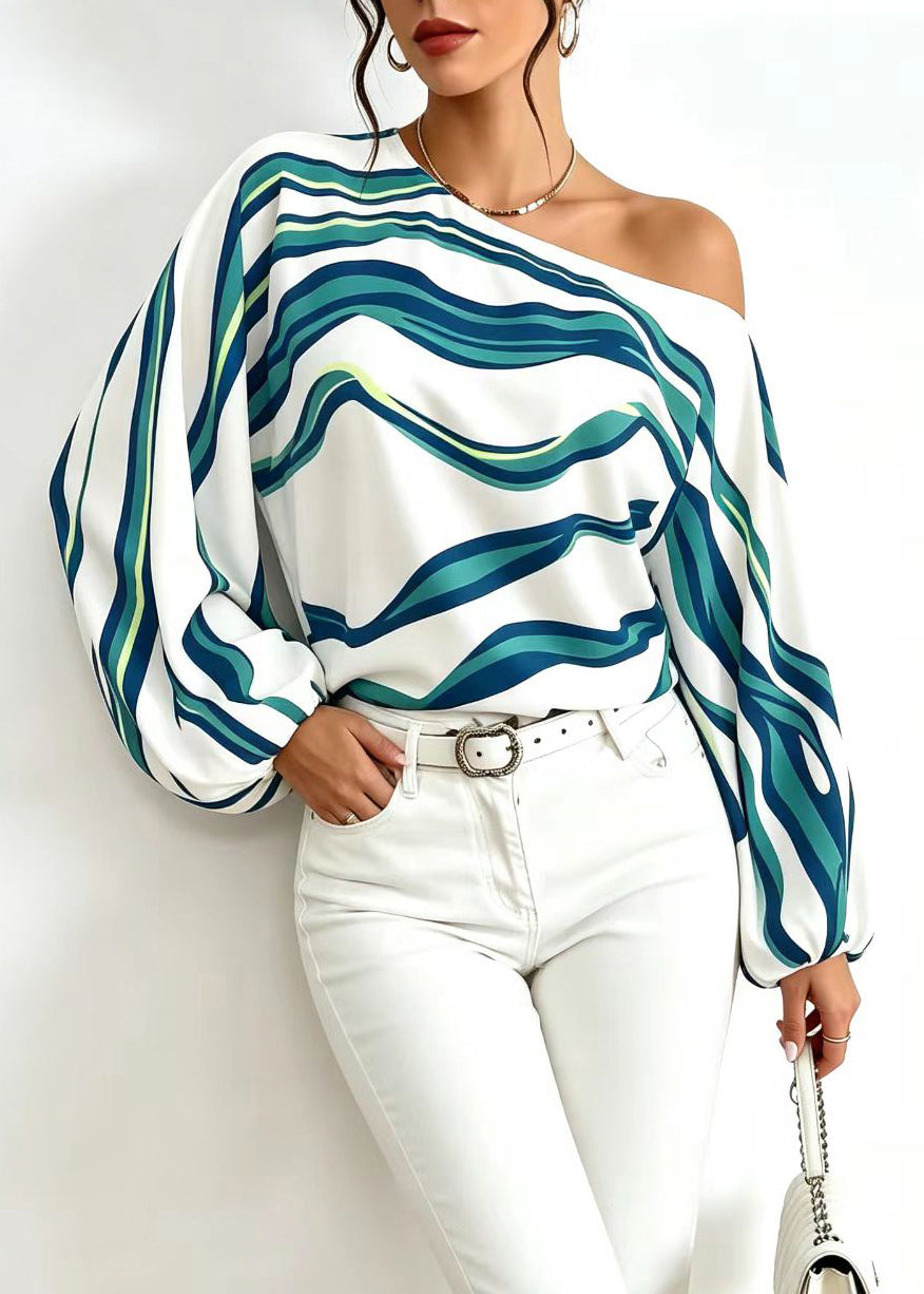 Damblus One Shoulder Långärmad Randig 2