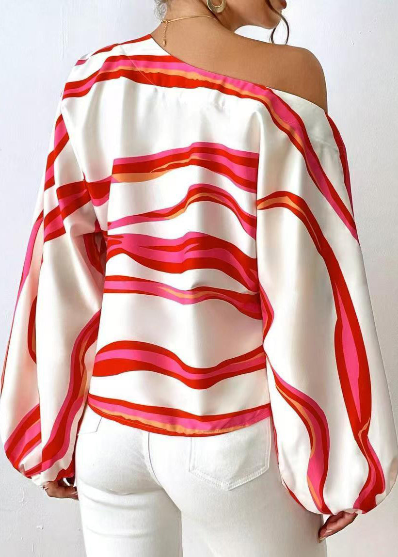 Damblus One Shoulder Långärmad Randig 3