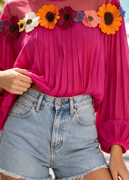Damblus Oversized Patchwork med Blommönster 1