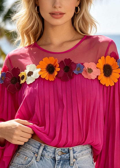 Damblus Oversized Patchwork med Blommönster 2