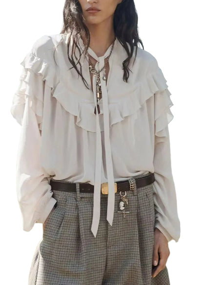 Damblus Oversized med Volang och Spetsdetaljer 0