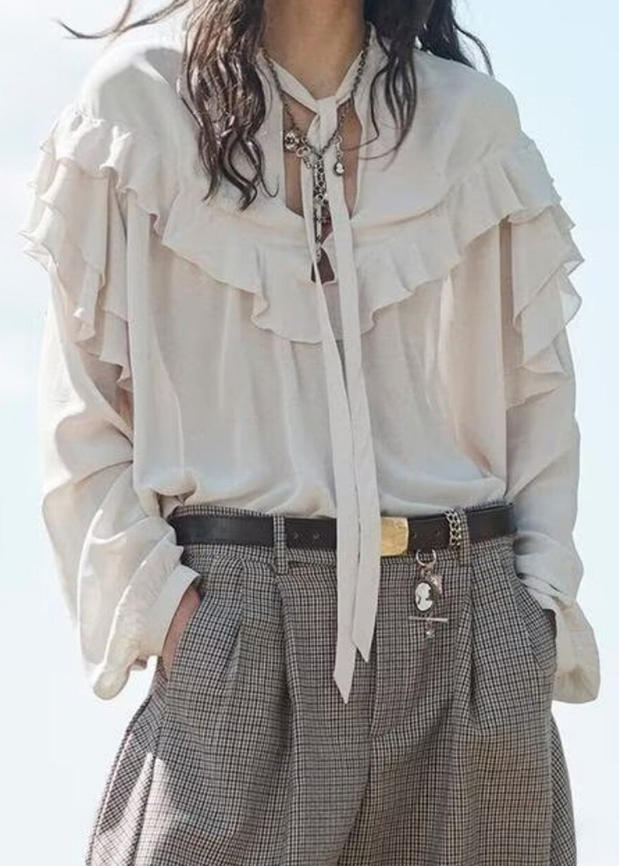Damblus Oversized med Volang och Spetsdetaljer 1