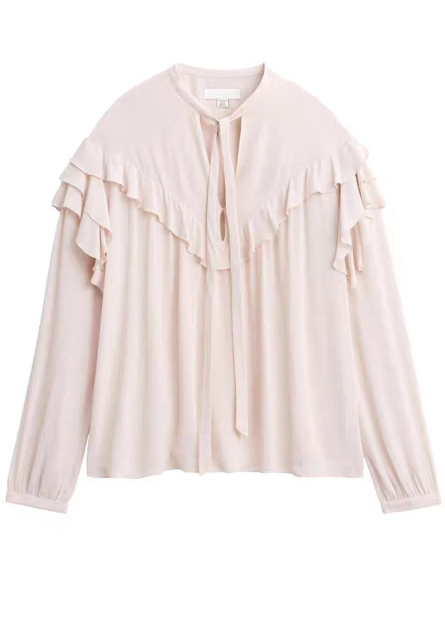 Damblus Oversized med Volang och Spetsdetaljer 4