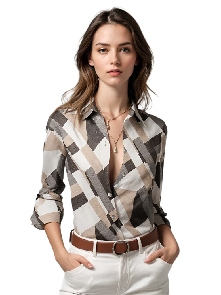 Damblus Unikt Mönster Andningsbart Material 0