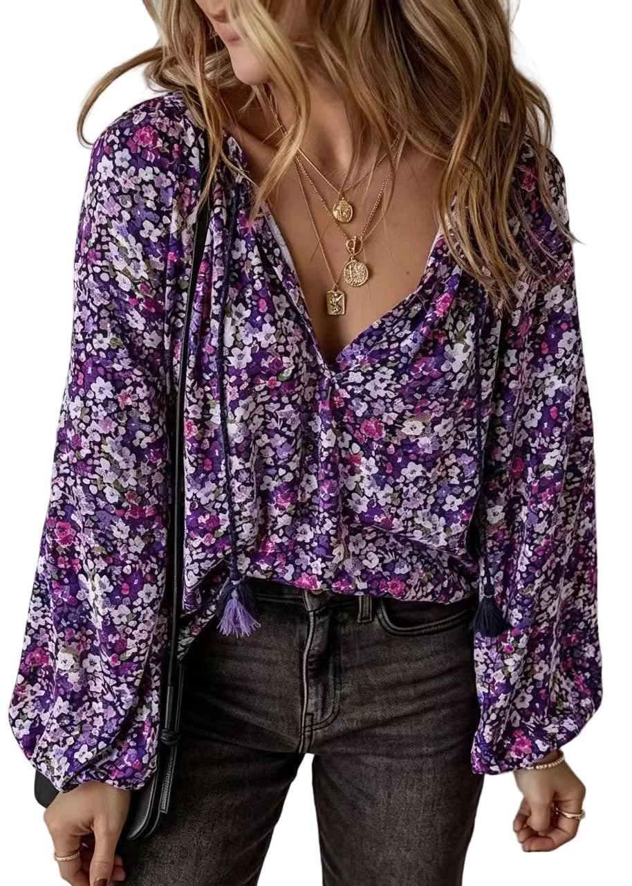 Damblus V-ringad Långärmad Loose Fit 0