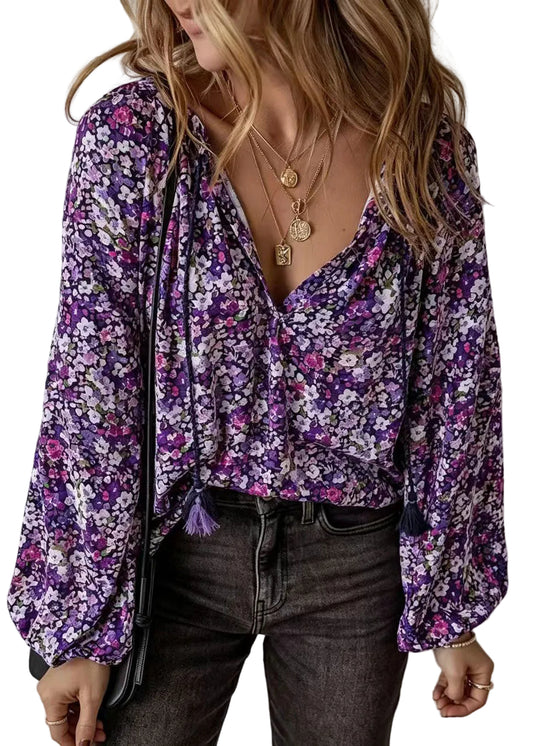 Damblus V-ringad Långärmad Loose Fit 0