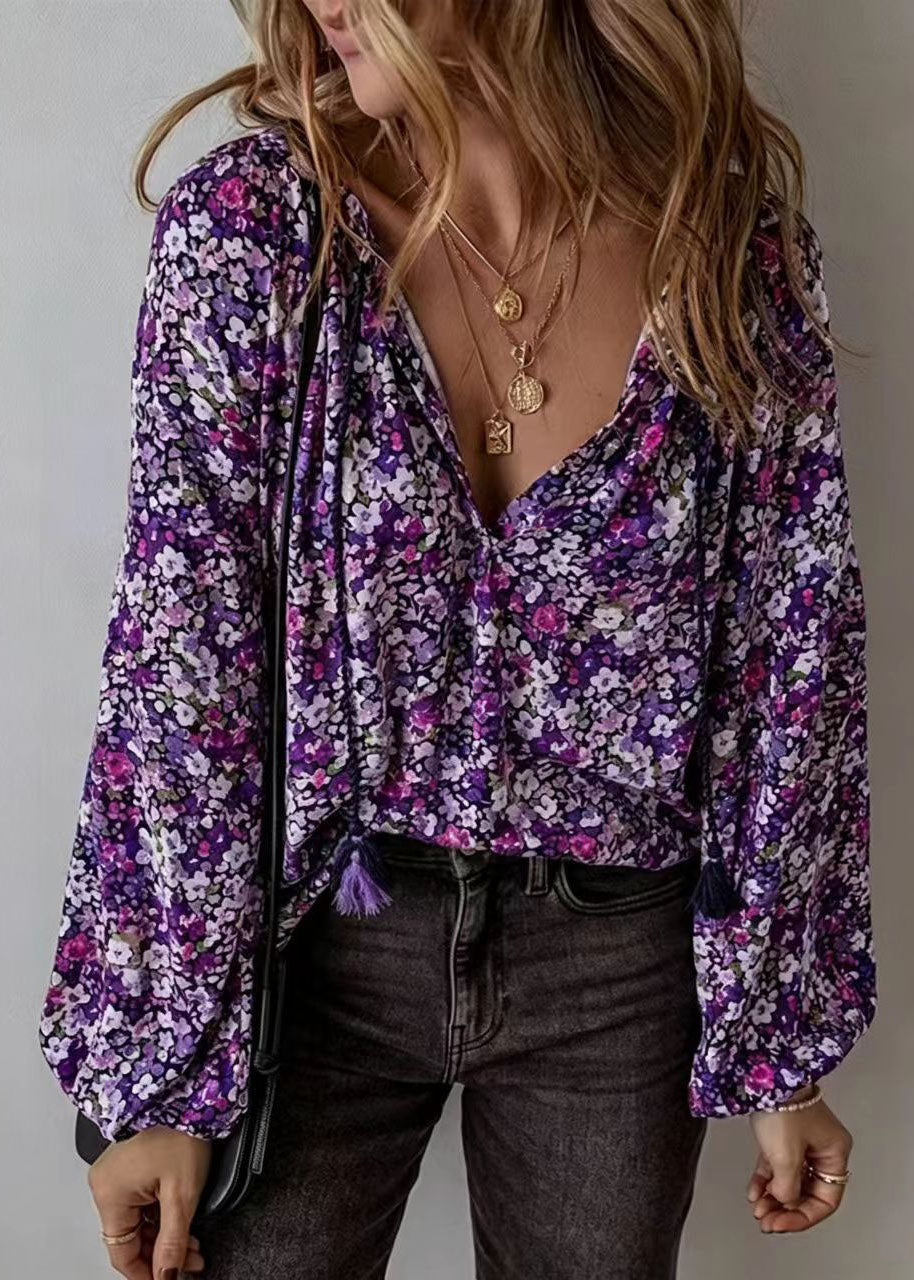 Damblus V-ringad Långärmad Loose Fit 2