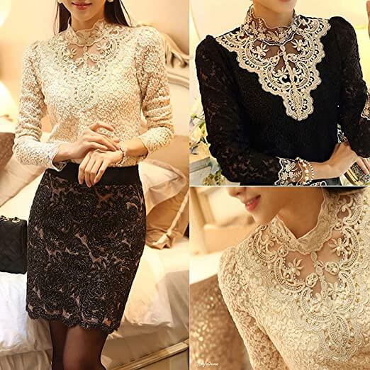 Damblus med Broderi och Meshpaneler 3