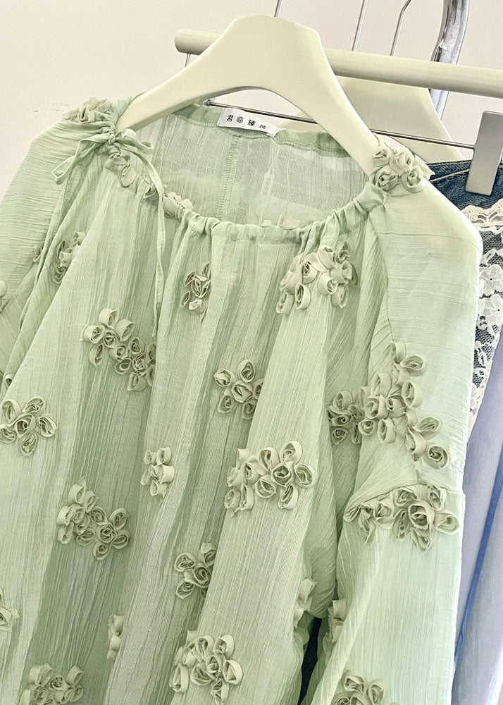 Damblus med O-hals och blommönster i lös passform 2