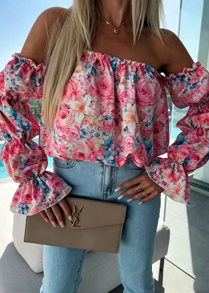 Damblus med Slash Neck och Puffärm för Damer 1