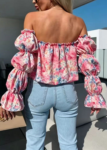 Damblus med Slash Neck och Puffärm för Damer 4