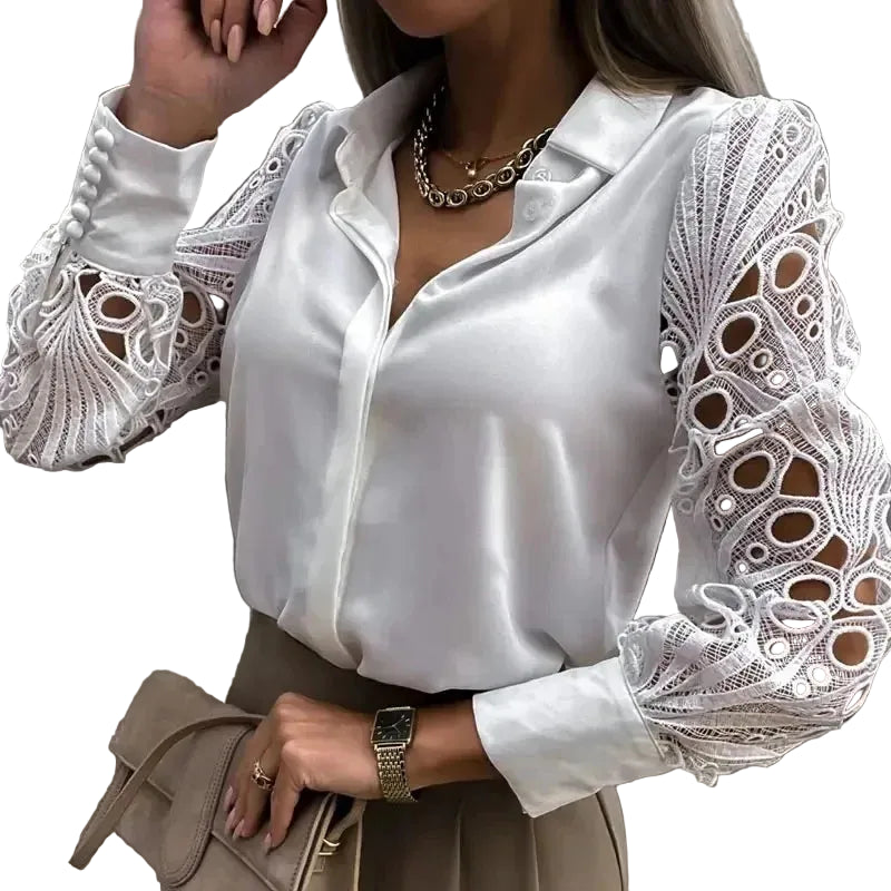 Damblus med Spetsdetaljer Vintage Stil 0