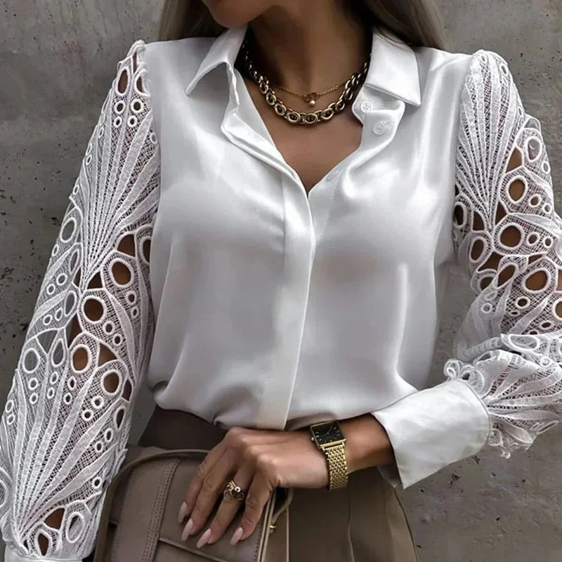Damblus med Spetsdetaljer Vintage Stil 2