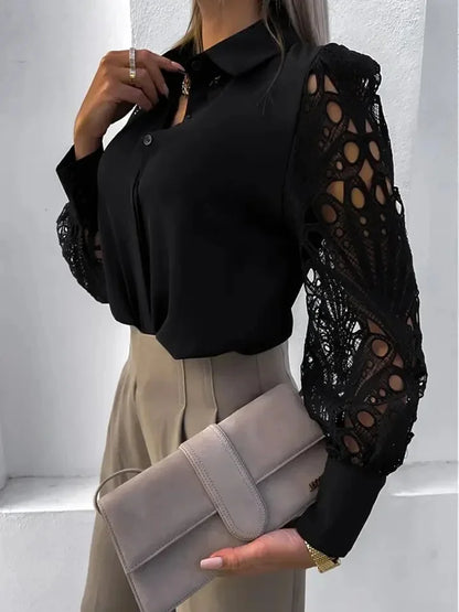 Damblus med Spetsdetaljer Vintage Stil 3