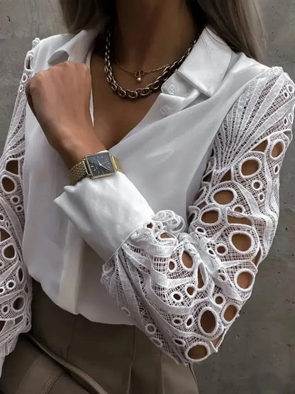 Damblus med Spetsdetaljer Vintage Stil 4