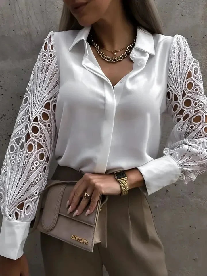Damblus med Spetsdetaljer Vintage Stil 5
