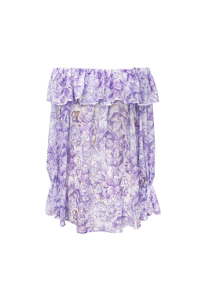 Damblus med Tryck Slitsad Halsringning Sommarstil 4