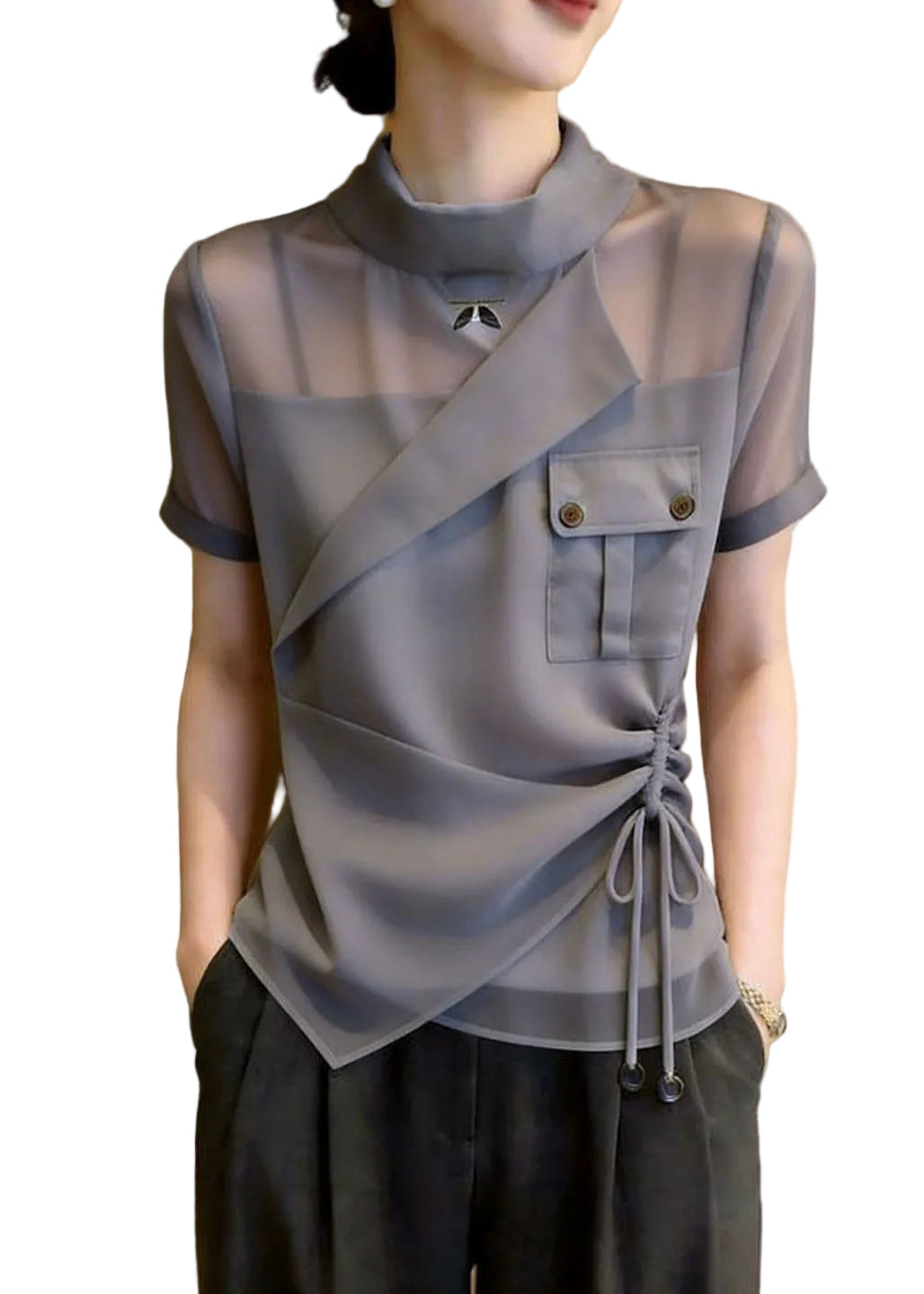 Damblus med asymmetrisk design och dragsko 0